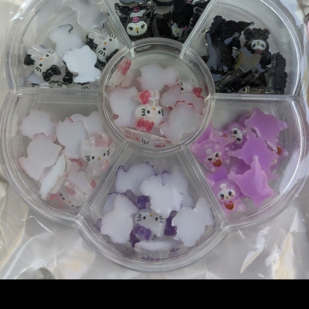 Small Pet Nail Art Decoration Set - Black, White, Purple